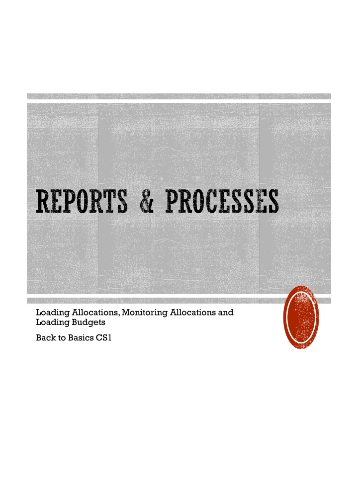 Loading Allocations & Monitoring Processes
