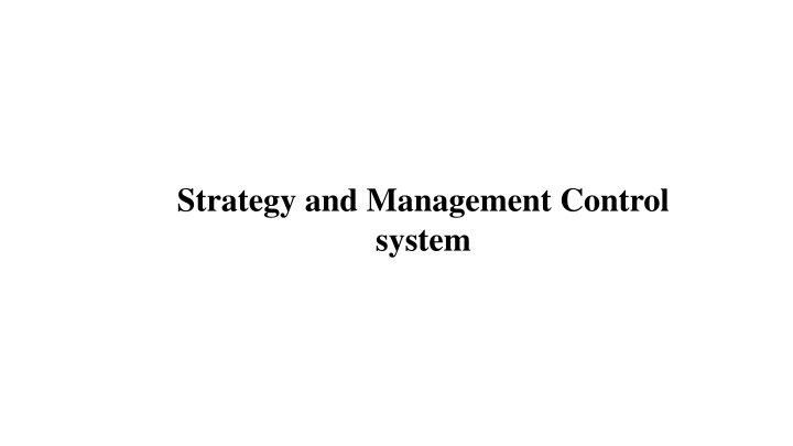 strategy and management control system n.w