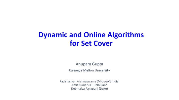dynamic and online algorithms for set cover n.w