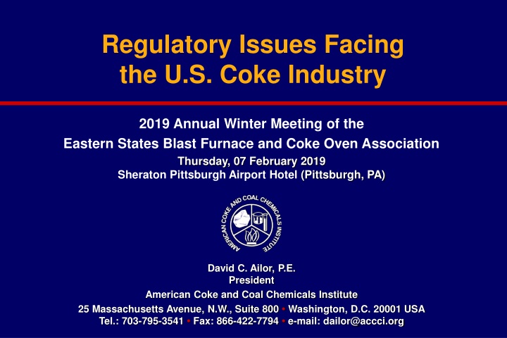 regulatory issues facing the u s coke industry n.w