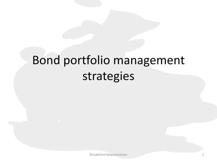 bond portfolio management strategies n.w