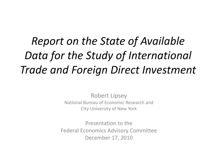 report on the state of available data n.w
