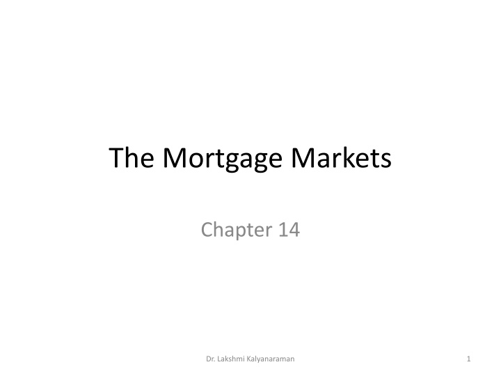 the mortgage markets n.w