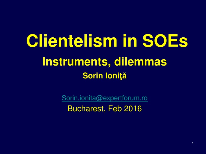 clientelism in soes instruments dilemmas sorin n.w