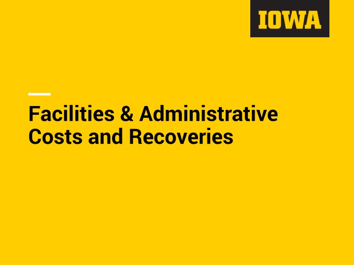 facilities administrative costs and recoveries n.w