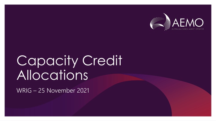 capacity credit allocations wrig 25 november 2021 n.w
