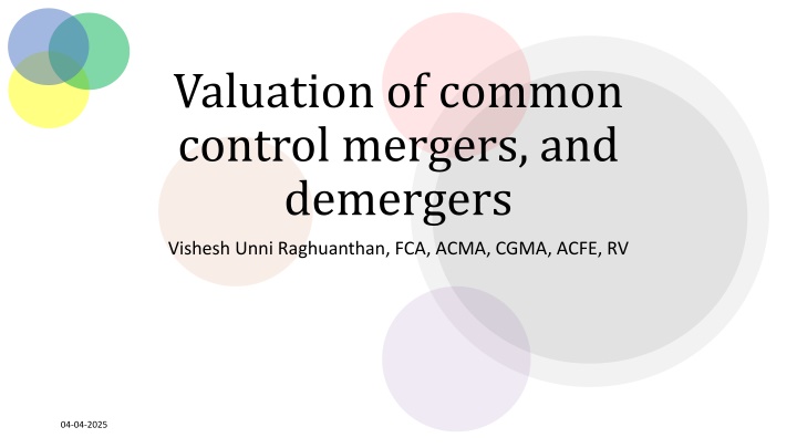valuation of common control mergers and demergers n.w
