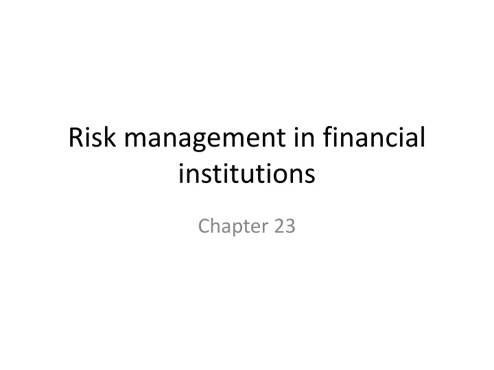 risk management in financial institutions n.w