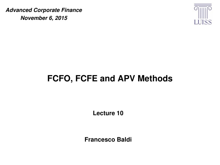 advanced corporate finance november 6 2015 n.w