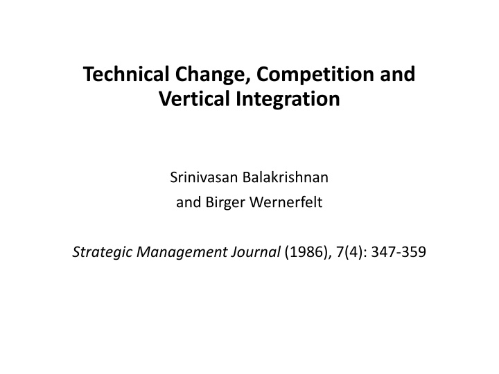 technical change competition and vertical n.w