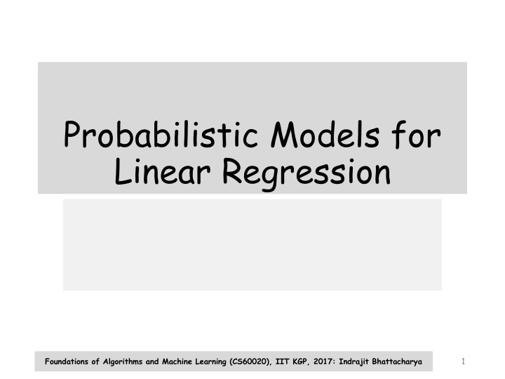 probabilistic models for linear regression n.w