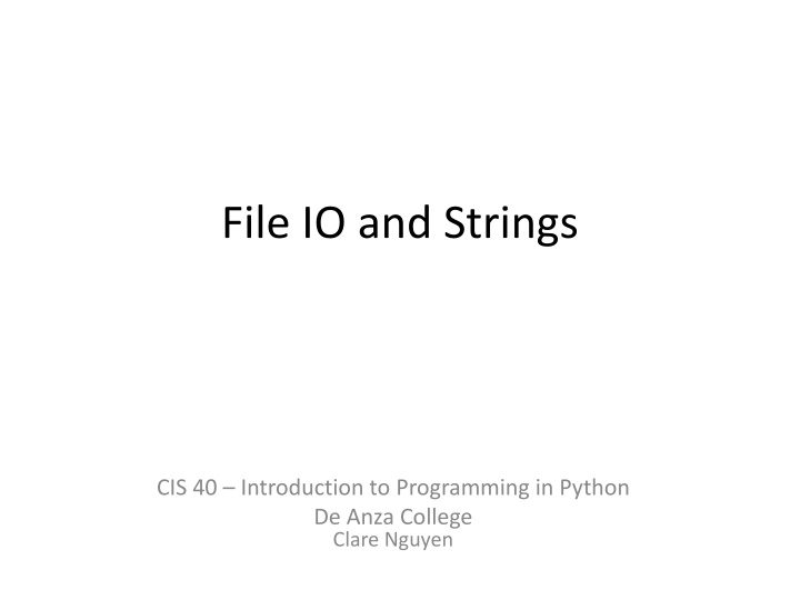 file io and strings n.w