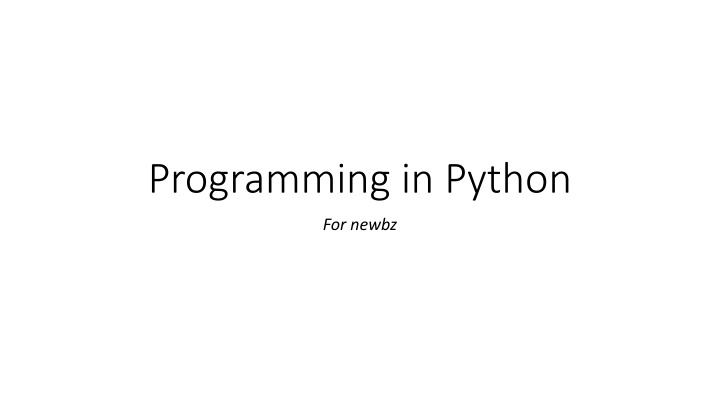 programming in python n.w