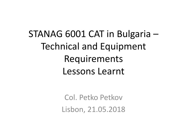 stanag 6001 cat in bulgaria technical n.w
