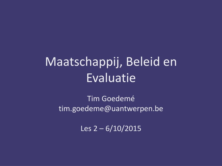 maatschappij beleid en evaluatie n.w