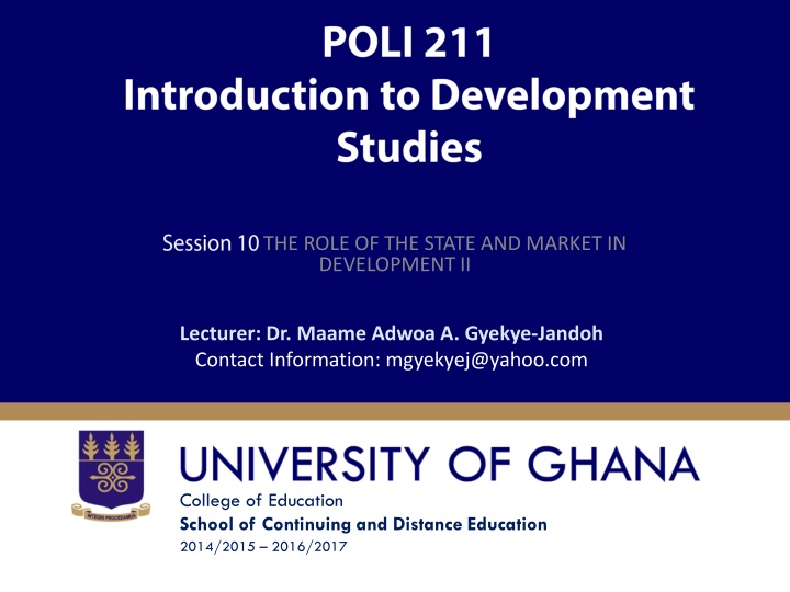the role of the state and market in development ii n.w