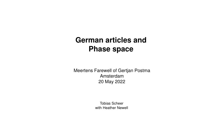 german articles and phase space n.w