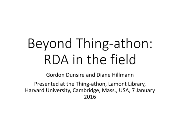 beyond thing athon rda in the field n.w