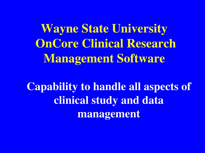 wayne state university oncore clinical research n.w