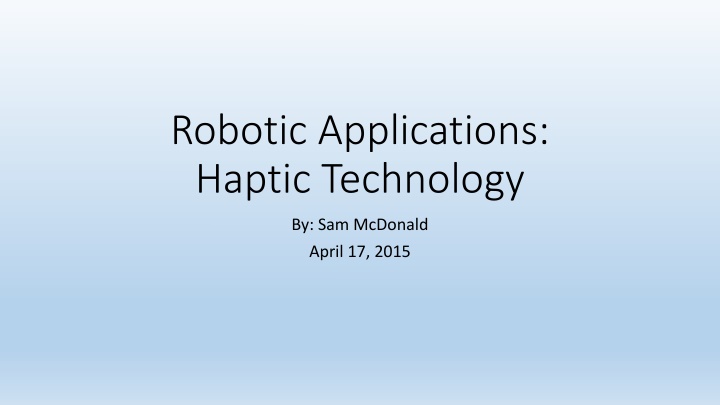 robotic applications haptic technology n.w