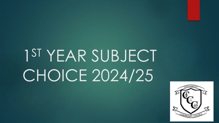1 st year subject choice 2024 25 n.w