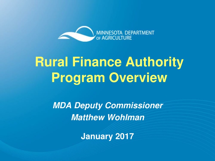rural finance authority program overview n.w