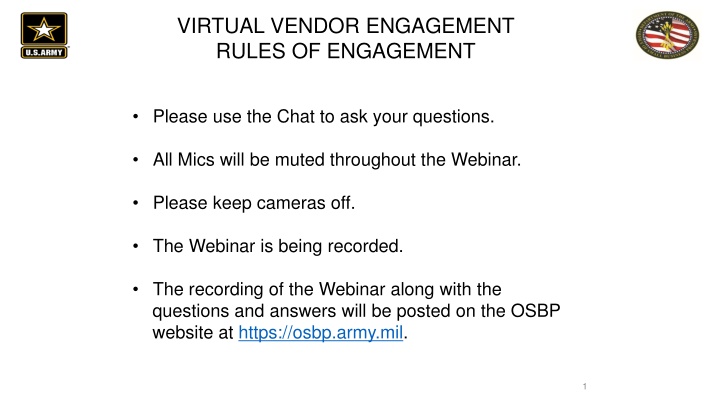 VIRTUAL VENDOR ENGAGEMENT  RULES OF ENGAGEMENT