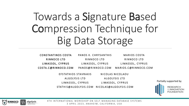 towards a si signature ba co compression n.w