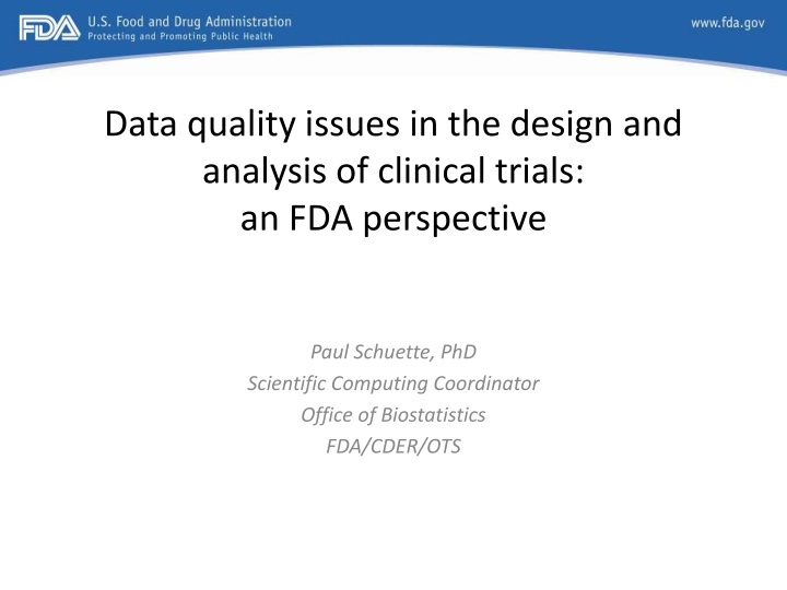 data quality issues in the design and analysis n.w