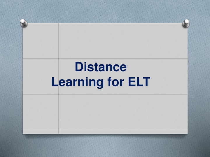 distance learning for elt n.w