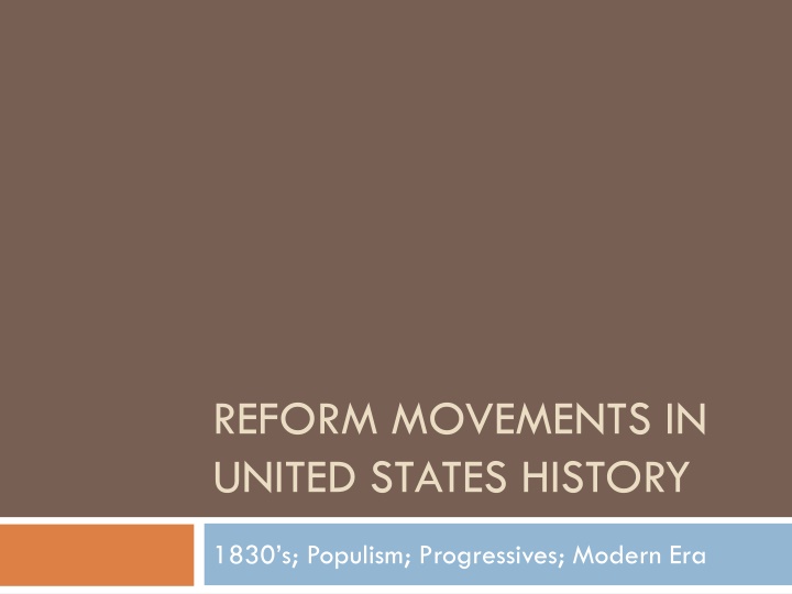 reform movements in united states history n.w
