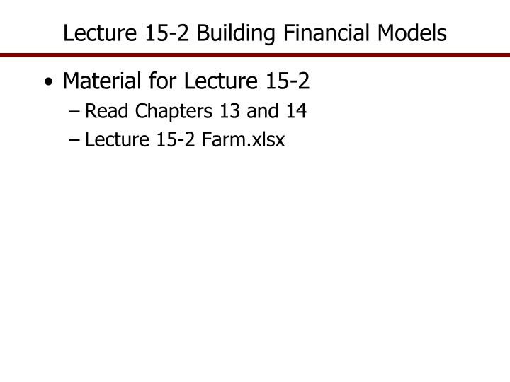 lecture 15 2 building financial models n.w