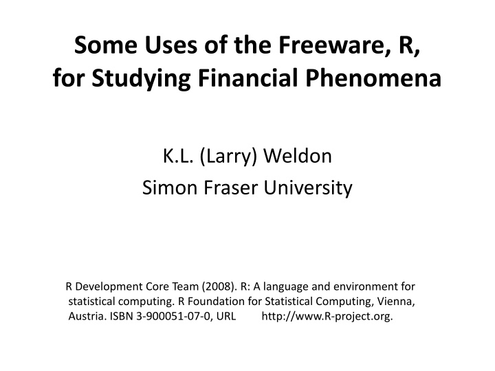 some uses of the freeware r for studying n.w