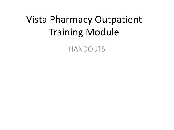 vista pharmacy outpatient training module n.w