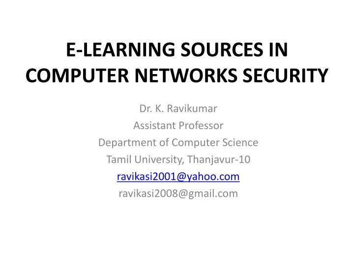 e learning sources in computer networks security n.w