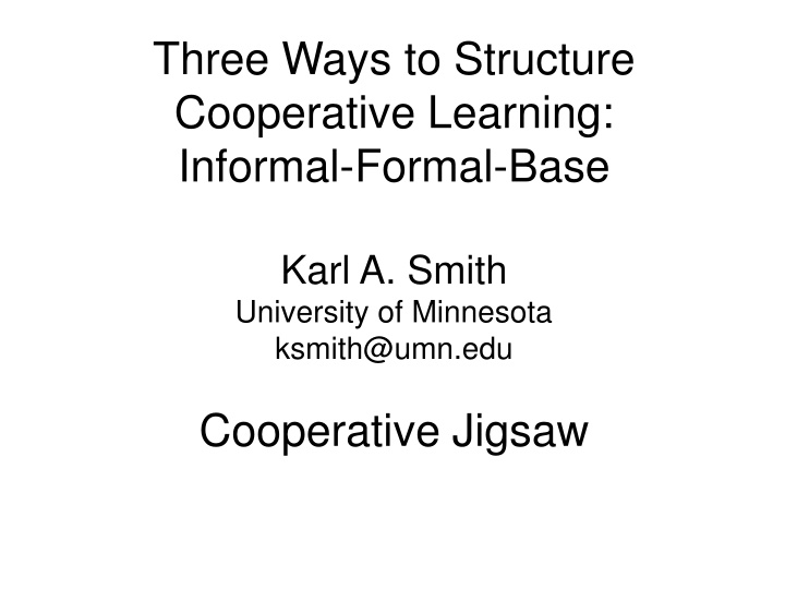 three ways to structure cooperative learning n.w