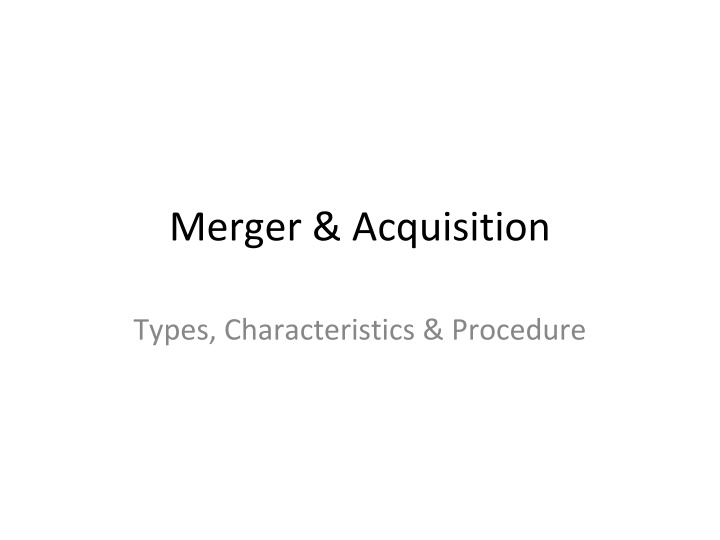 merger acquisition n.w