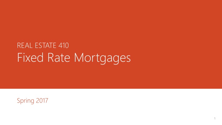 Fixed-Rate Mortgages in Real Estate