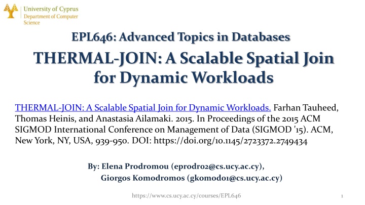 epl646 advanced topics in databases thermal join n.w