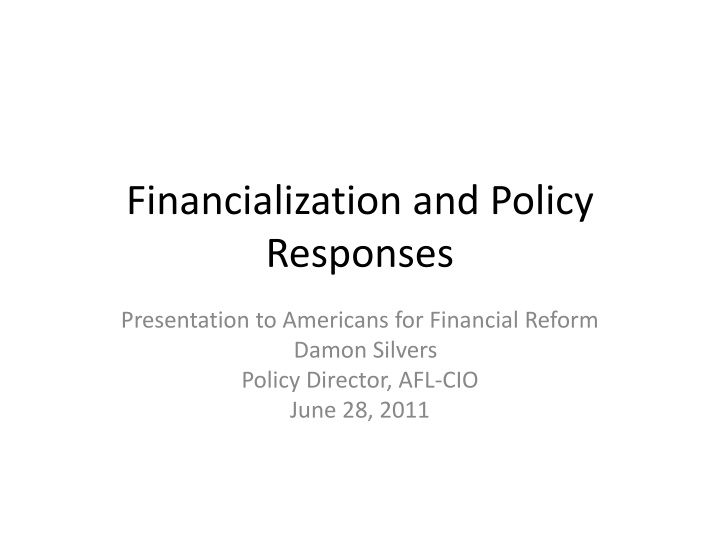 financialization and policy responses n.w