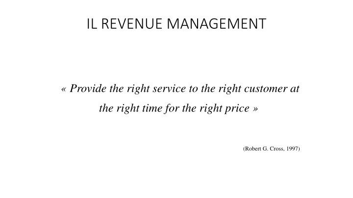 il revenue management n.w
