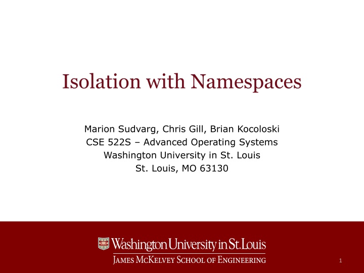 isolation with namespaces n.w