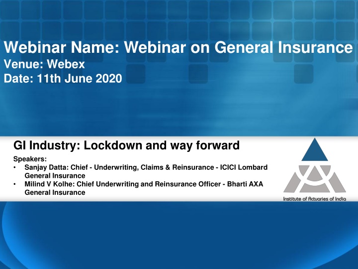webinar name webinar on general insurance venue n.w
