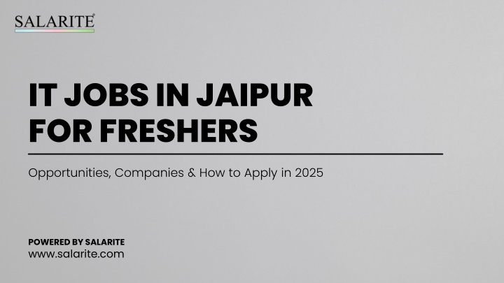 IT Jobs in Jaipur for Freshers