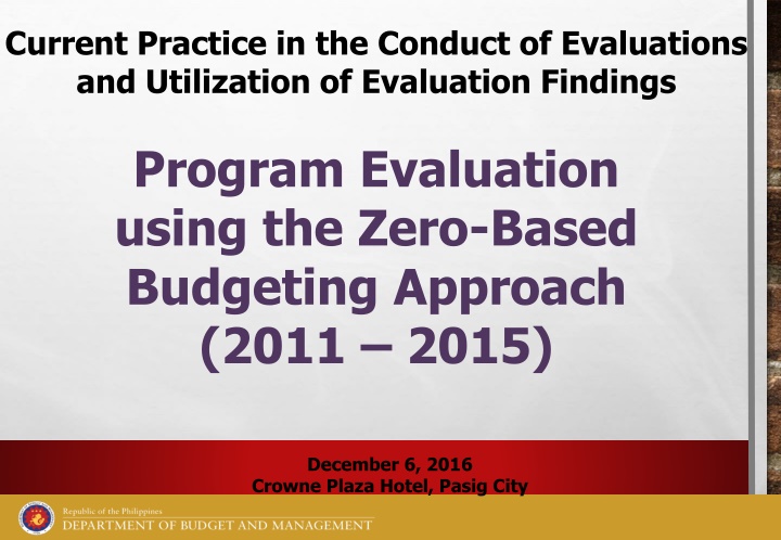 current practice in the conduct of evaluations n.w