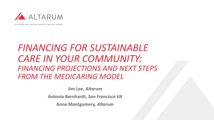 financing for sustainable care in your community n.w