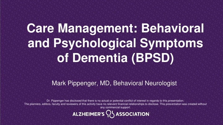 Managing Behavioral Symptoms in Dementia