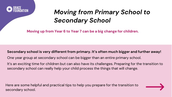moving from primary school to secondary school n.w