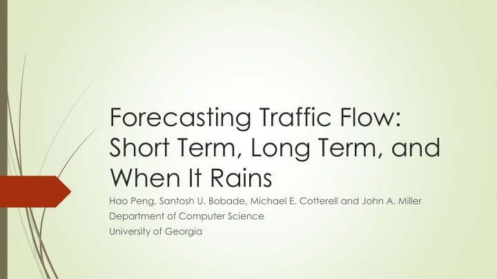 forecasting traffic flow short term long term n.w