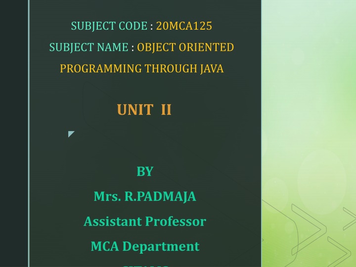 subject code 20mca125 n.w